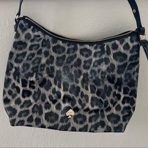 Kate Spade grey leopard print shoulder bag